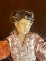 Painel de madeira Jacarandá com figuras incrustadas em pedra, China - Image 4