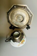Tigela porcelana Chinesa com pires e suporte de prata - Image 4